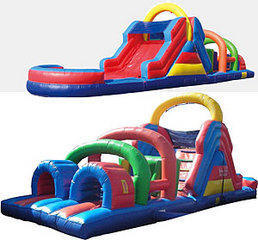 (B) 40ft Wet or Dry Obstacle Course w/12ft slide - 2pc (B) 40ft Wet or Dry Obstacle Course w/12ft slide - 2pc